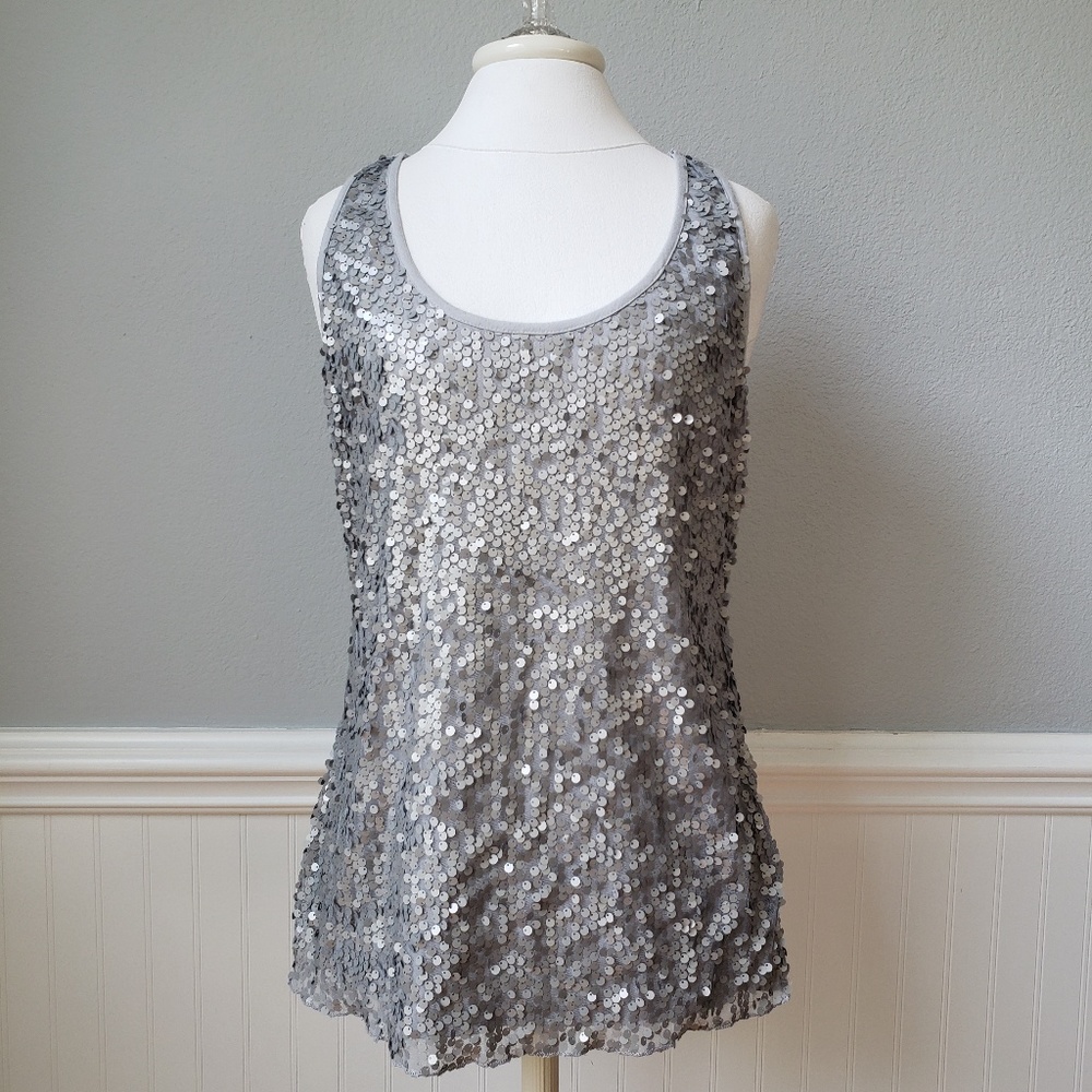 Grey sequin tank top